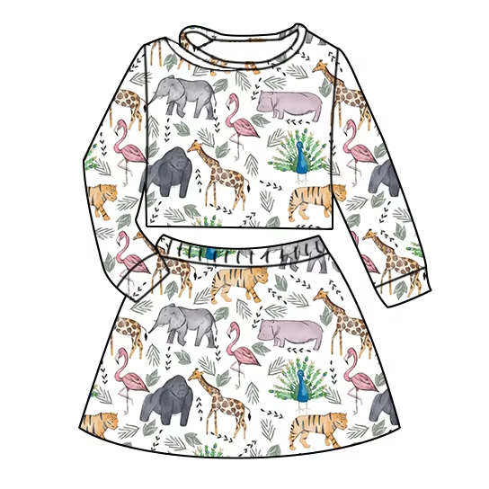 6.19 Elephant long-sleeved skirt and pants suit