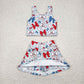 4.3  GSD2151 Baseball bow pattern blue vest skirt yoga set