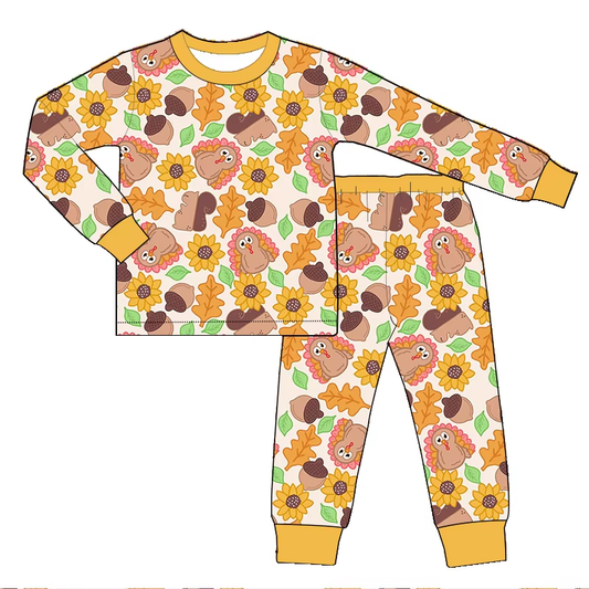 6.25 Sunflower and Bird Long Sleeve Pants Set