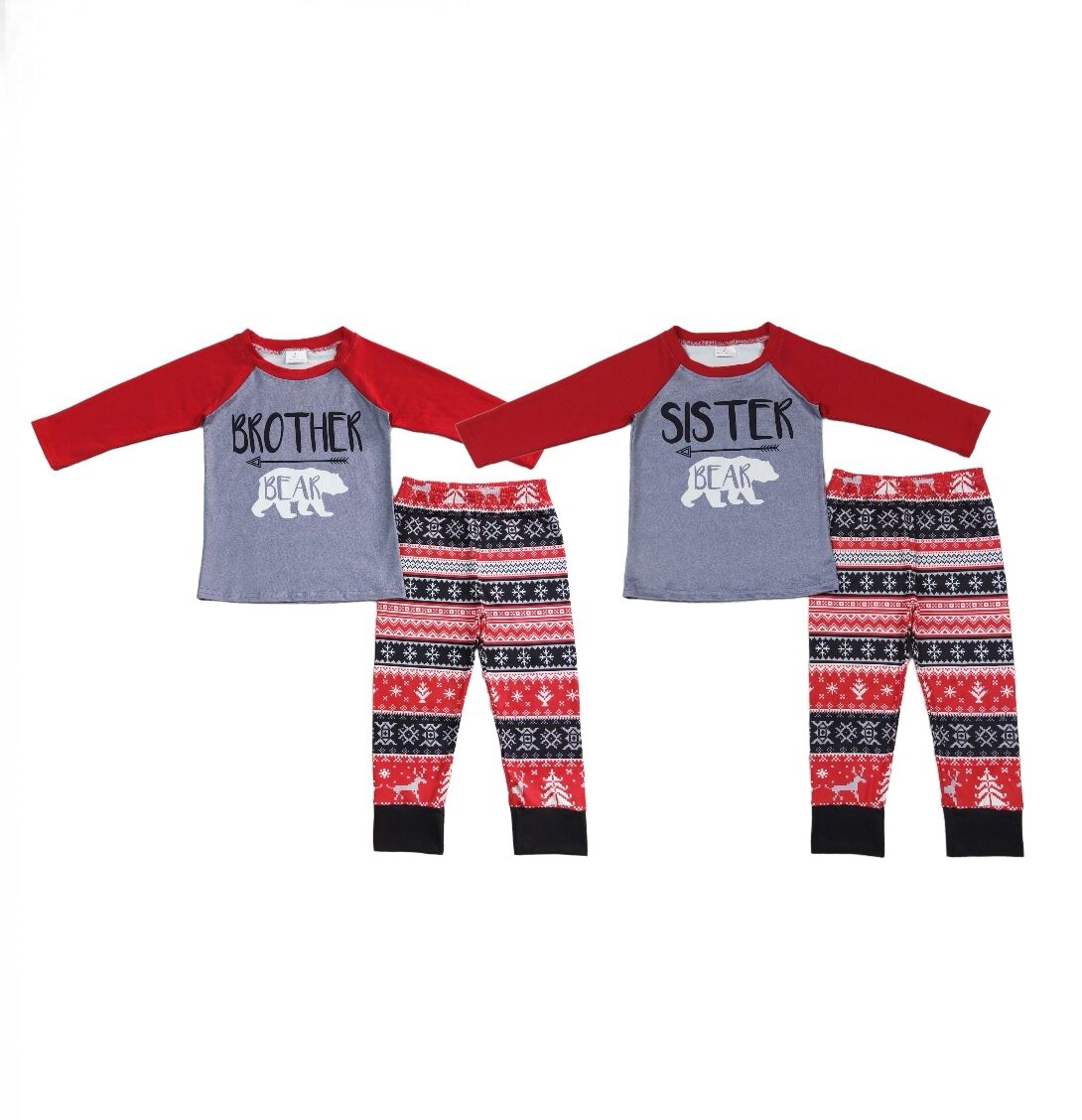 christmas pajamas suit boys match girls fall winter sets brother and sister kids outfits