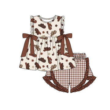 5.8 Hat Bowknot Plaid Summer Suit