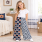 NEW RTS NO MOQ Yoga P1120 Baby Girls Bows Leopard Team Pockets Flare Pants Bottom