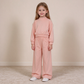 NEW RTS NO MOQ milk silk GLP3471 Baby Girls Peach Choker Shirt Top Pockets Flare Pant Fall Pajamas Clothes Set
