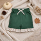 NEW RTS NO MOQ milk silk SS0998 Baby Girls Green Stripe Bow Pockets Shorts Bottom