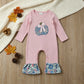 NEW RTS NO MOQ milk silk LR3021 Embroidery Baby Girls Bow Flowers Pumpkin Fall Ruffle Pant Rompers