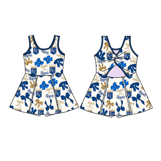 6.28Preorder (moq 5)Baby Girls Sleeveless Bows Plaid KC Short Team Knee Length Dresses
