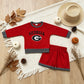 NEW RTS NO MOQ Vinyl GLS0168 Baby Girls Vinyl Georgia Long Sleeve Top Pockets Short Team Clothes Set