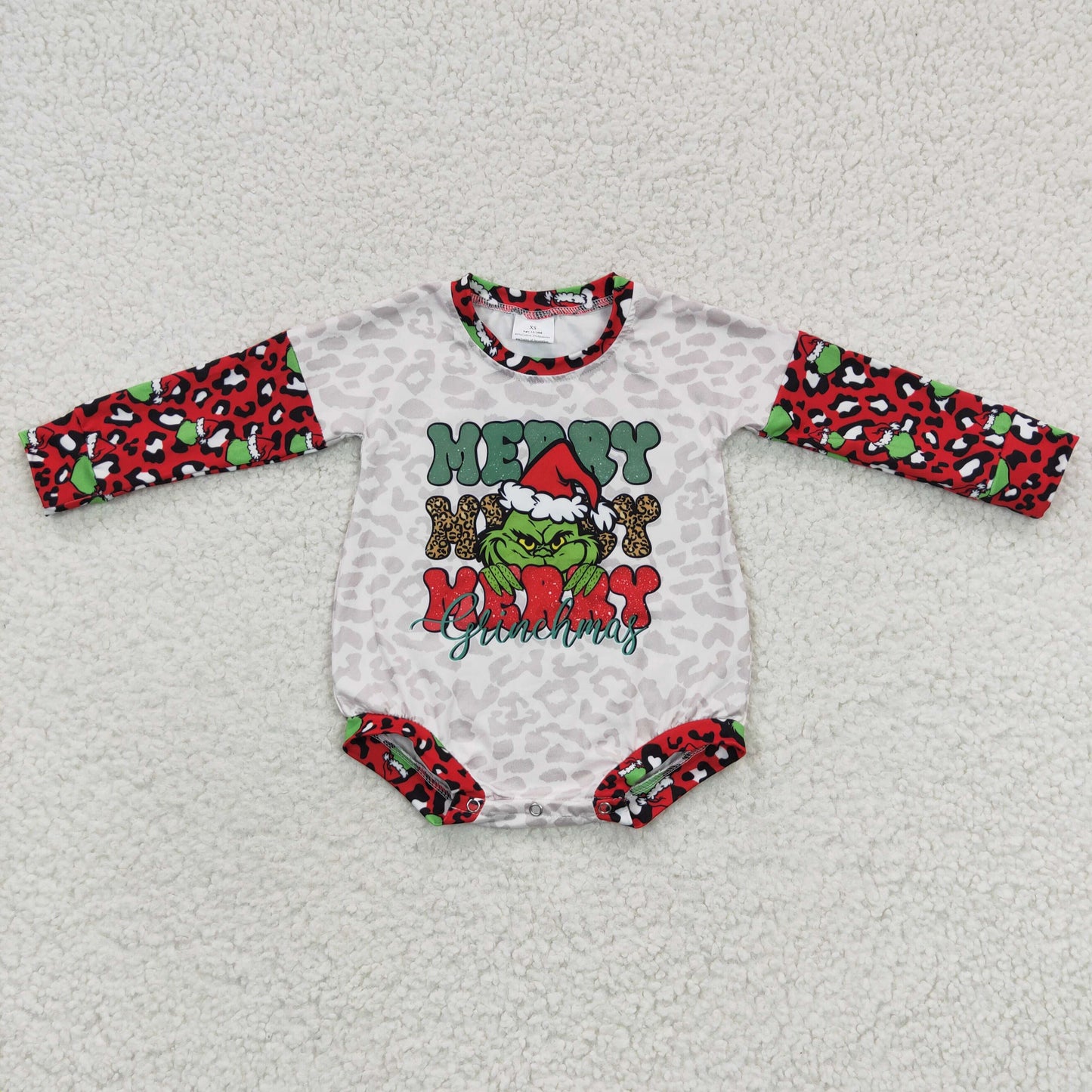 long sleeve grinch merry Christmas rompers