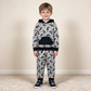 NEW RTS NO MOQ milk silk BLP1511 Baby Boys Flags Motors Pocket Hoodie Jogger Pants Clothes Set