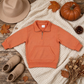 NEW RTS NO MOQ milk silk GT1765 Baby Girls Orange Long Sleeve Sweater Zip Pocket Pullovers Top