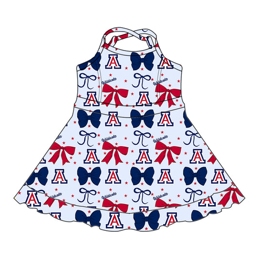 6.24 Red letter bow suspender dress for girls