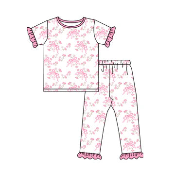 5.26 Pink Flower Girls Short Sleeve Suit