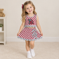 NEW RTS NO MOQ Yoga GSD4284 Baby Girls Red Checked Alabama Bows Skirt Short Yoga Active Team Scallop Clothes Set