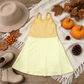 NEW RTS NO MOQ yoga fabric GSD3982 Baby Girls Yellow Strap Yoga Active Patchwork Knee Length Dress