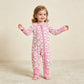 NEW RTS NO MOQ milk silk LR3165 Baby Girls Pink Snowmen Christmas Two Way Zip Convertible Rompers