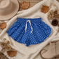 NEW RTS NO MOQ yoga fabric SS0966 Baby Girls Blue Polka Dots Yoga Active Butterfly Shorts Bottom