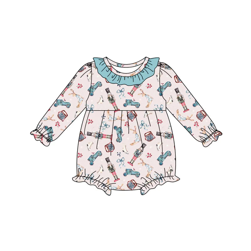 8.9Preorder(moq 5)Baby Infant Girls Soldiers Bows Plaid Western Ruffle Rompers