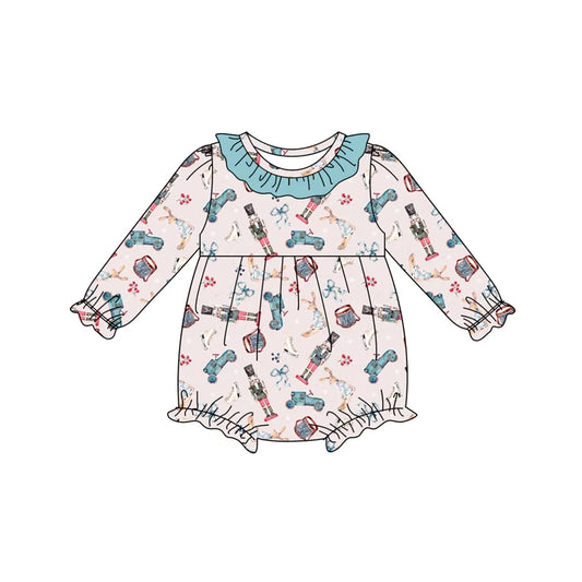 8.9Preorder(moq 5)Baby Infant Girls Soldiers Bows Plaid Western Ruffle Rompers