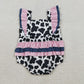 3.31 SR3898 Baby Girls Flutter Sleeve Western Print Ruffle Rompers
