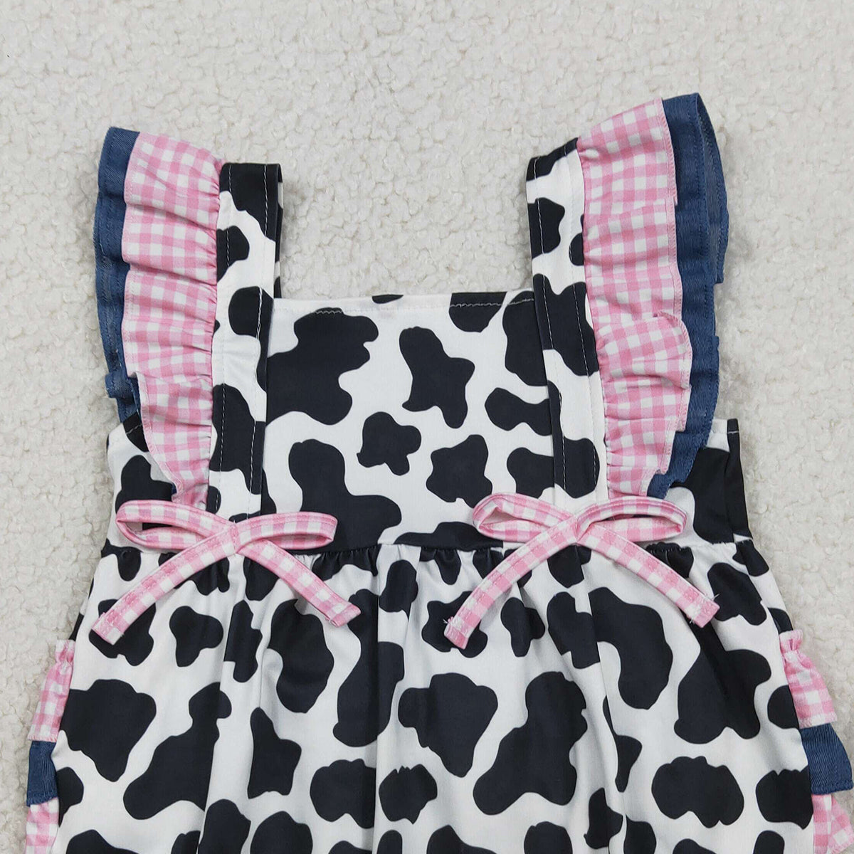 3.31 SR3898 Baby Girls Flutter Sleeve Western Print Ruffle Rompers