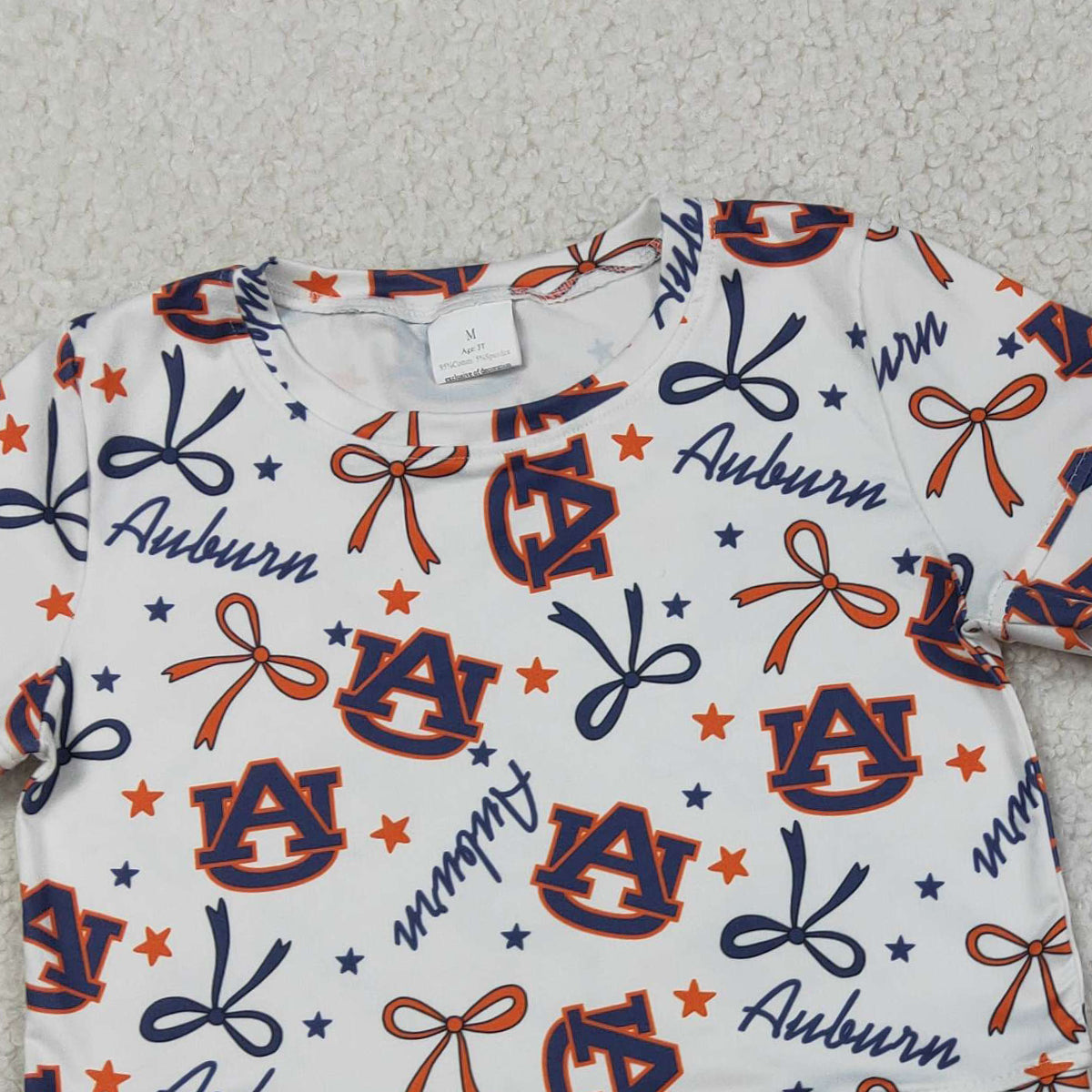3.30 GSSO3252 Baby Girls Short Sleeve Star Bows Top Scallop Shorts Team Clothes Sets