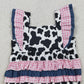 3.31 SR3898 Baby Girls Flutter Sleeve Western Print Ruffle Rompers