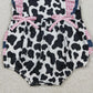 3.31 SR3898 Baby Girls Flutter Sleeve Western Print Ruffle Rompers