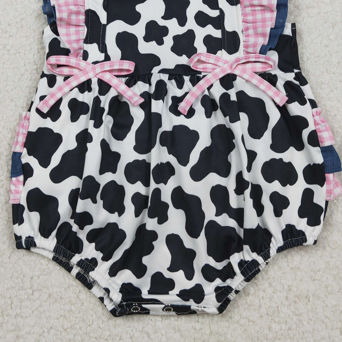 3.31 SR3898 Baby Girls Flutter Sleeve Western Print Ruffle Rompers