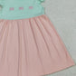 GSD3530 Embroidery Bows Baby Girls Flutter Sleeve Patchwork Knee Length Dress