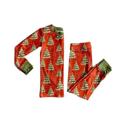 8.12Preorder(moq 5) Baby Kids Christmas Trees Trucks Top Pants Lounge Wear Pajamas Sets