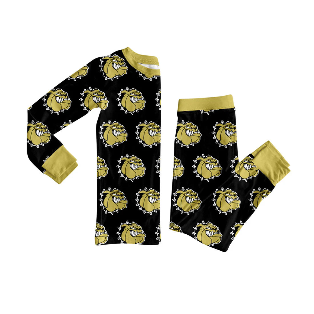 7.19Preorder (moq 5)Baby Girls Black Colors Dog Team Leopard Plaid Top Pants Pajamas Sets