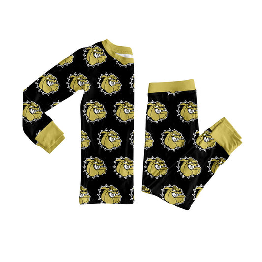 7.19Preorder (moq 5)Baby Girls Black Colors Dog Team Leopard Plaid Top Pants Pajamas Sets