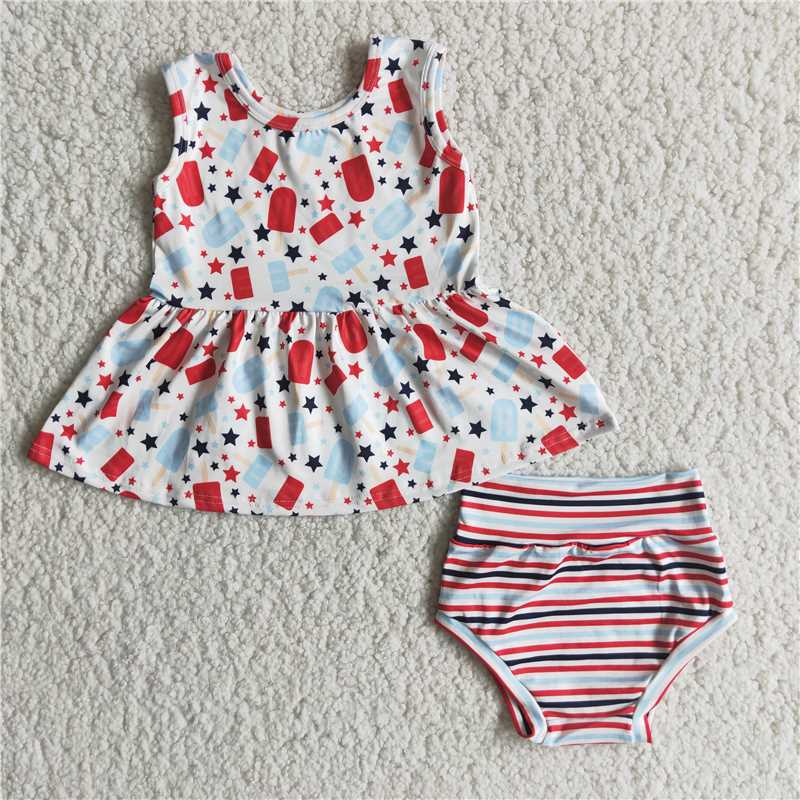 july 4th kids clothes Girls bummies sets baby clothing