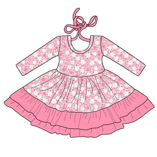 6.17 Pink Floral Long Sleeve Dress