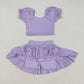 5.10  GSD2099 Pure purple lantern sleeve skirt yoga set