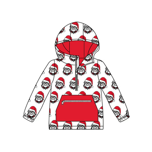 8.13Baby Kids Bulldogs Team Christmas Zip Hooded Pullovers Tops