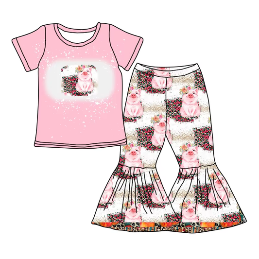 6.9 Pig Pink Short Sleeve Long Pants Suit