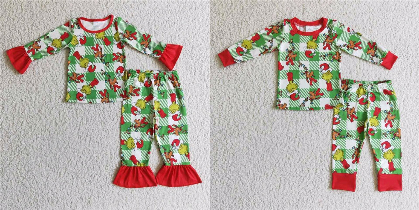 Christmas pajamas suit silbing boy match girl sleep grinch outfits kids clothes