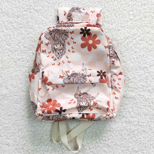 kids bags highland cow flower west backpack