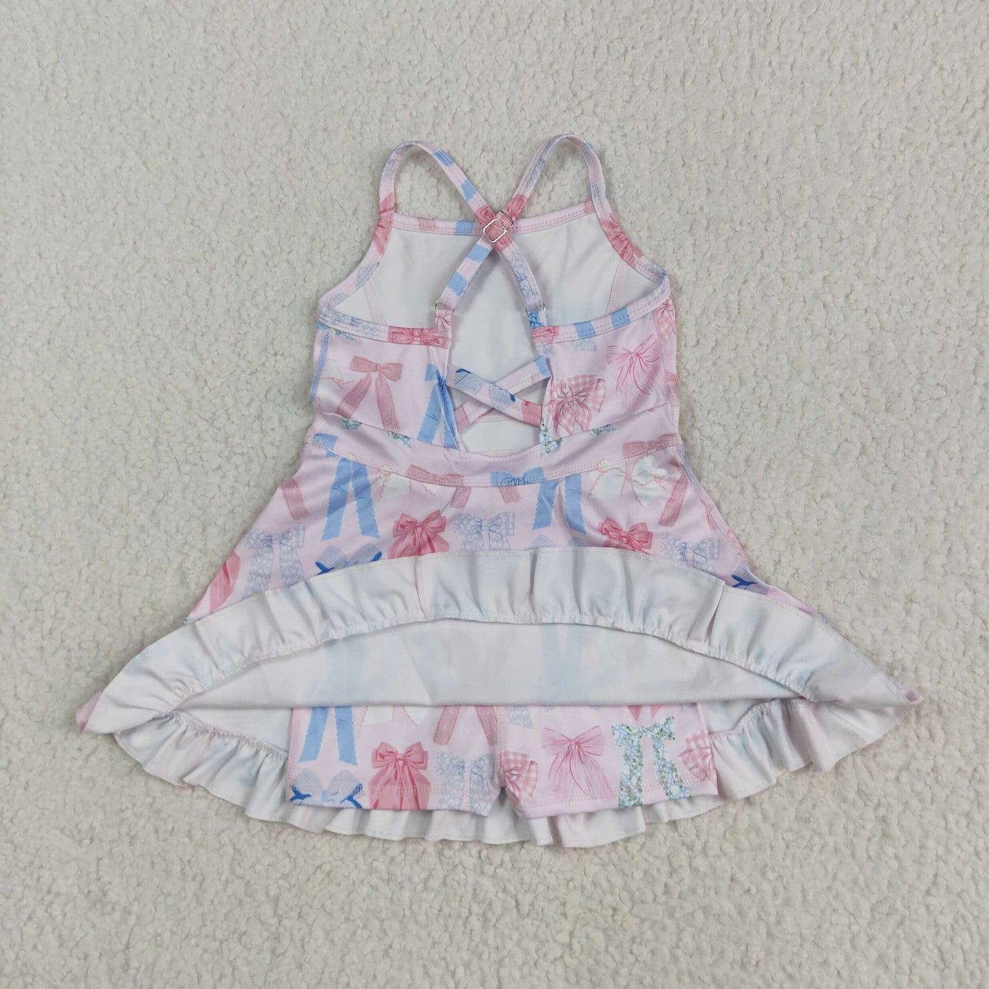 5.22  GSD2295 Pink yoga sleeveless dress with colorful bow pattern