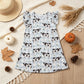 NEW RTS NO MOQ milk silk GSD3895 Baby Girls Flutter Sleeve Blue Checked Cows Farm Knee Length Dresses