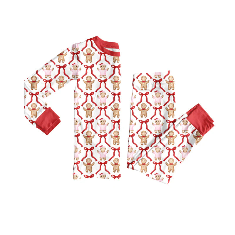 X8.15Baby Girls Christmas Gingerbread Bows Top Pants Lounge Wear