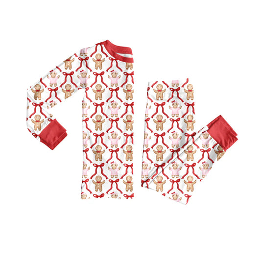 X8.15Baby Girls Christmas Gingerbread Bows Top Pants Lounge Wear