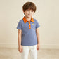NEW RTS NO MOQ milk silk BT1892 Embroidery Pumpkins Baby Boys Hot Blue Checked Fall Button Polo Shirts Top