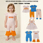 RTS NO MOQ Sibling milk silk Embroidery Baby Boys Girls Short Sleeve Romper Top Pants Ruffle Dress Toddler Fall Clothes Pumpkin Print Stripe Outfit