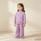 NEW RTS NO MOQ milk silk GLP3470 Baby Girls Lavender Long Sleeve Top Pockets Flare Pant Pajamas Clothes Set