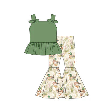 5.2 Green Suspender Rice Duck Girls Suit