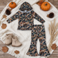 NEW RTS NO MOQ milk silk GLP3078 Baby Girls Dark Brown Camo Ruffle Hoodies Bell Bottom Pants Sets
