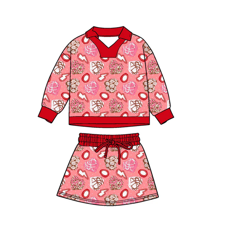 X11.13 Preorder(moq 5) Baby Girls Turquoises Hearts Top Skirt Shorts Western Valentines Clothes Sets