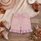 NEW RTS NO MOQ milk silk SS0996 Baby Girls Light Pink Stripe Bow Pockets Shorts Bottom